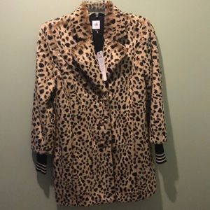 BRAND NEW CABI BRAND faux fur leopard print coat